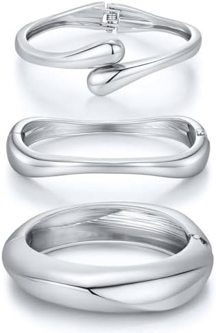 Chunky Gold Bangle Bracelets for Women Trendy 14K Gold Plated Cuff Bracelets Stack, Dainty Bracel... | Amazon (US)