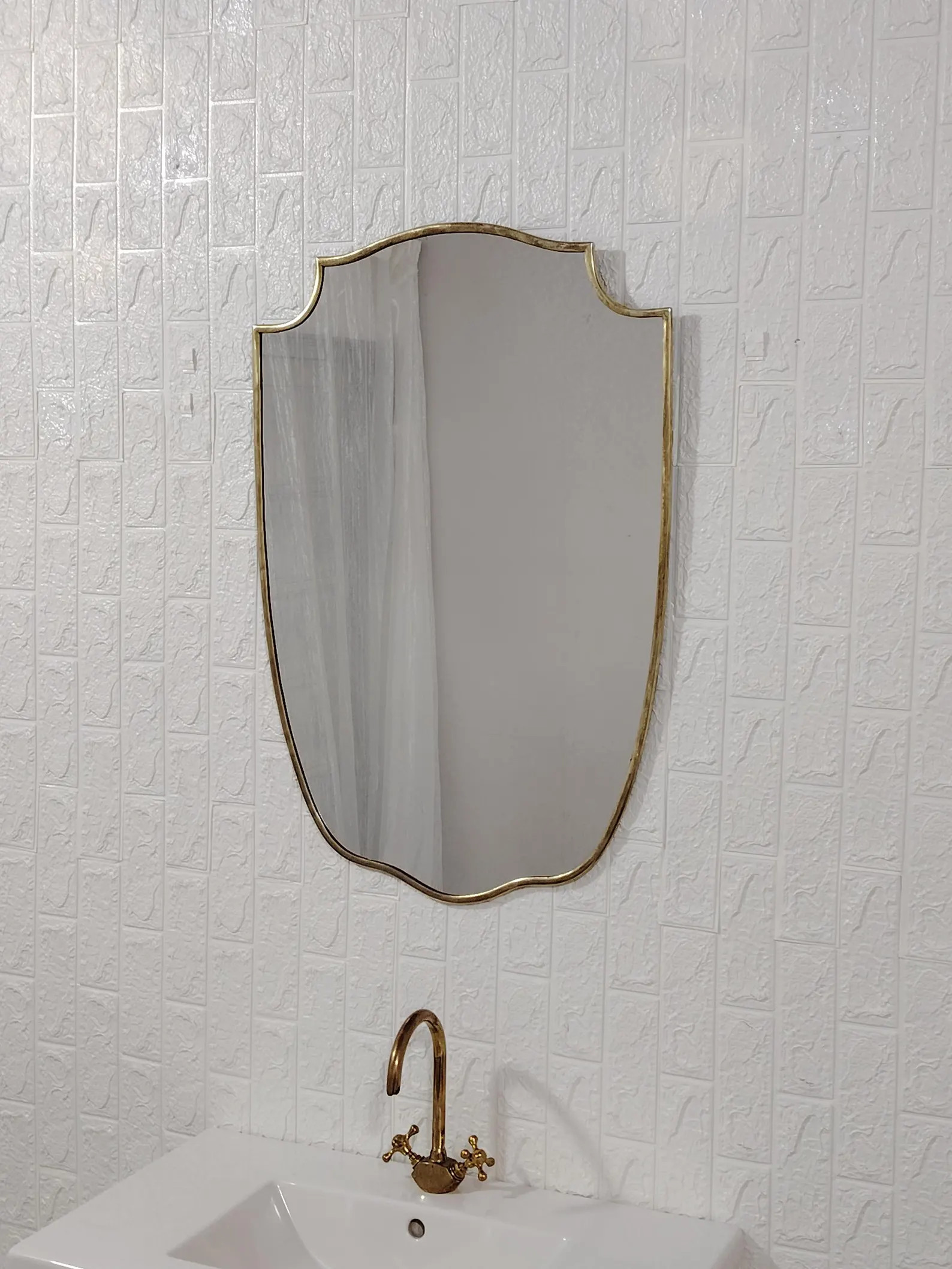 Italian Antique Brass Mirror Italian Shield Form Brass Wall Mirror | Etsy (US)