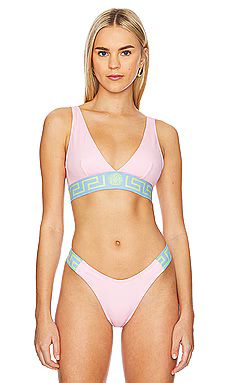 VERSACE Triangle Bikini Top in Pastel Pink, Pastel Blue, & Mint from Revolve.com | Revolve Clothing (Global)
