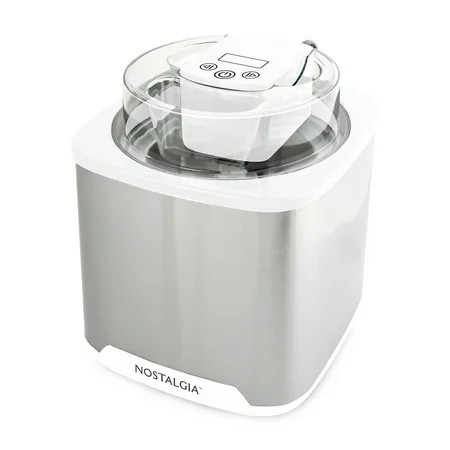 Nostalgia 2-Quart Electric Ice Cream Maker – Make Homemade Ice Cream, Gelato, Sorbet & Frozen Yogurt – No Salt/Ice Needed, Digital Controls, Mix-In Chute & Freezing Gel Canister – White | Walmart (US)