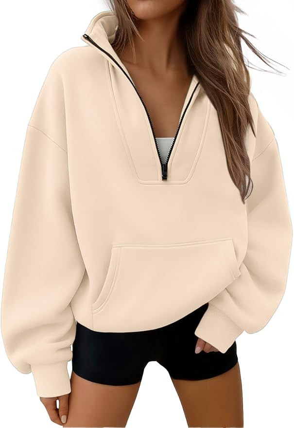 Trendy Queen Sweatshirts Half Zip Pullover Quarter Zip Oversized Hoodies Sweaters Comfy Fall Outf... | Amazon (CA)