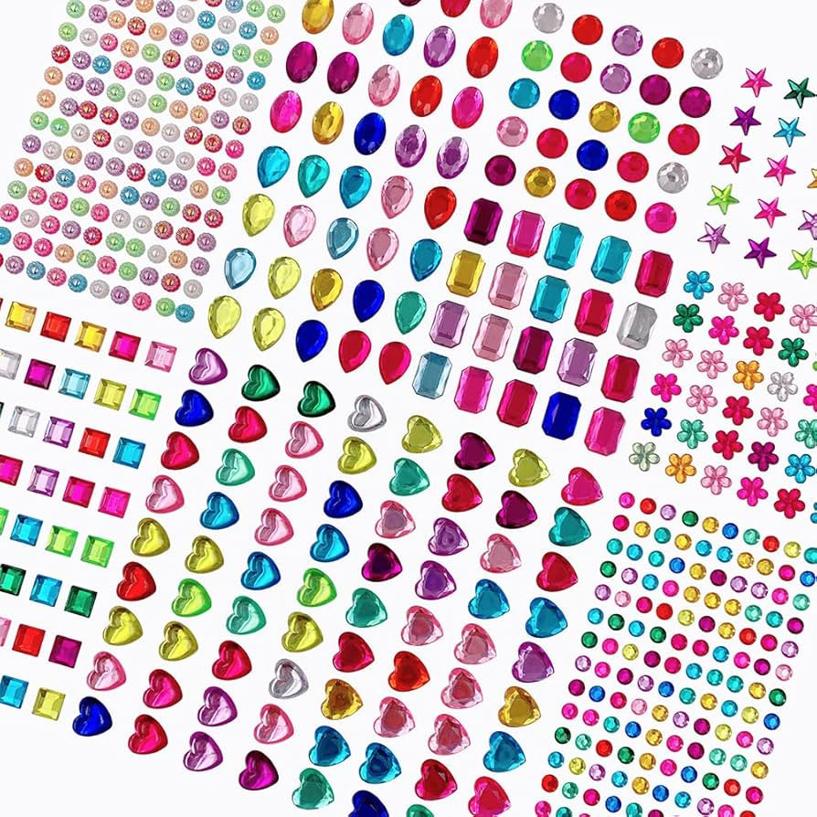 586pcs Jewels Stickers Gem Stickers Rhinestone for Crafts Sticker Gems Self Adhesive Bling Jewels | Amazon (US)