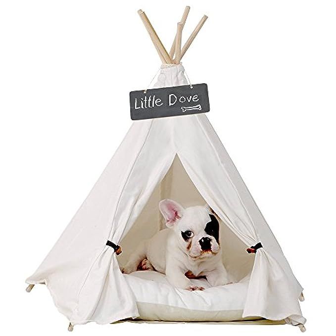 little dove Pet Teepee Dog(Puppy) & Cat Bed - Portable Pet Tents & Houses for Dog(Puppy) & Cat Beige | Amazon (US)