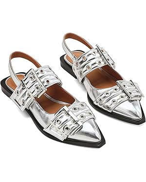 Kitulandy Women Buckle Ballet Flats Slingback Comfortable Pointed Toe Shoes | Amazon (US)