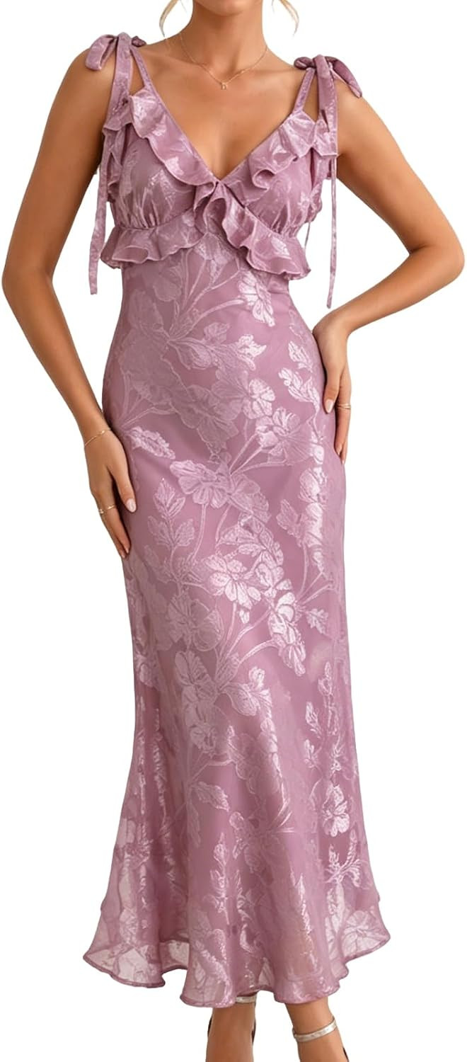 RIHOAS Boho Midi Floral Dress - Elegant Flowy Sundress | Formal-Inspired Outfit for Wedding Guest | Spring Summer Party Dress | Amazon (US)