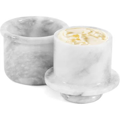 Artreestry Marble Butter Keeper with Lid - 4.25-Inch White Marble Butter Dish for Kitchen & Dining Table, Airtight Lid to Keep Butter Fresh & Spreadab | Wayfair North America