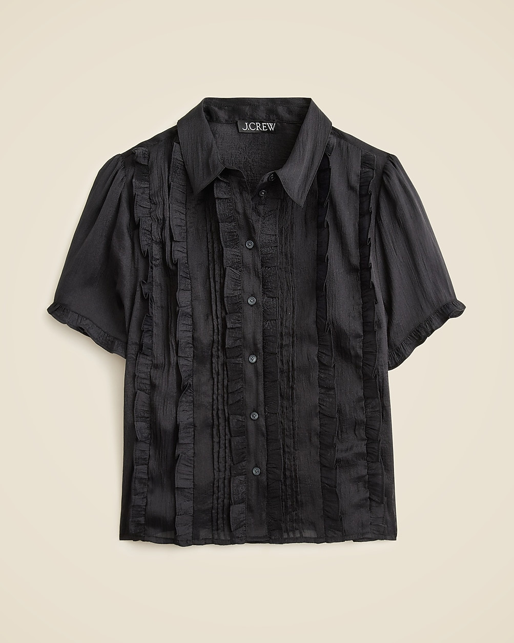 Sheer ruffle-trim button-up top | J. Crew US