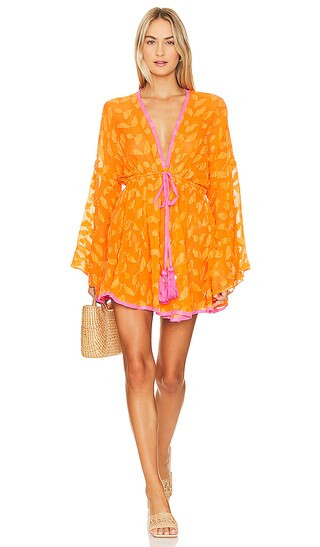 Cabana Olympia Jacquard Mini Dress in Tangerine & Pink | Revolve Clothing (Global)