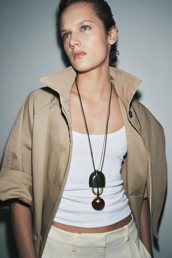 PACK OF 2 LEATHER AND RESIN NECKLACES | Zara UK