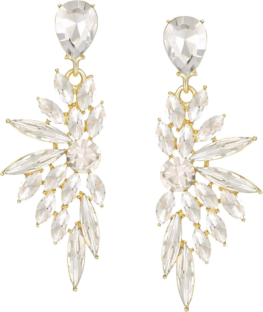 SWEETV Rhinestone Dangle Earrings for Women, Crystal Statement Drop Earrings,Chandelier Wedding B... | Amazon (US)