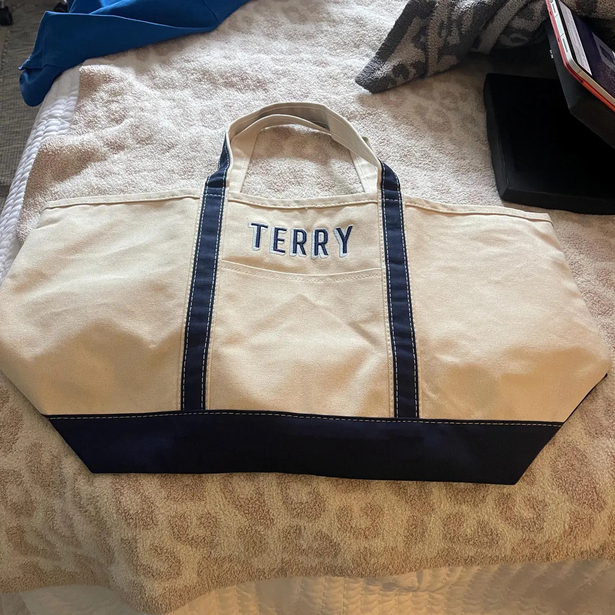 Embroidered Monogram Canvas Tote // Custom Tote Bag, Personalized Canvas Tote, Monogram Canvas To... | Etsy (US)