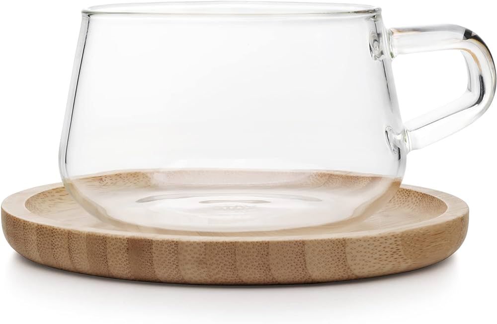 VIVA Classic Glass Coffee Mug or Tea Cup and Saucer Made of Bamboo Wood - 9 oz / 250ml - Perfect ... | Amazon (US)