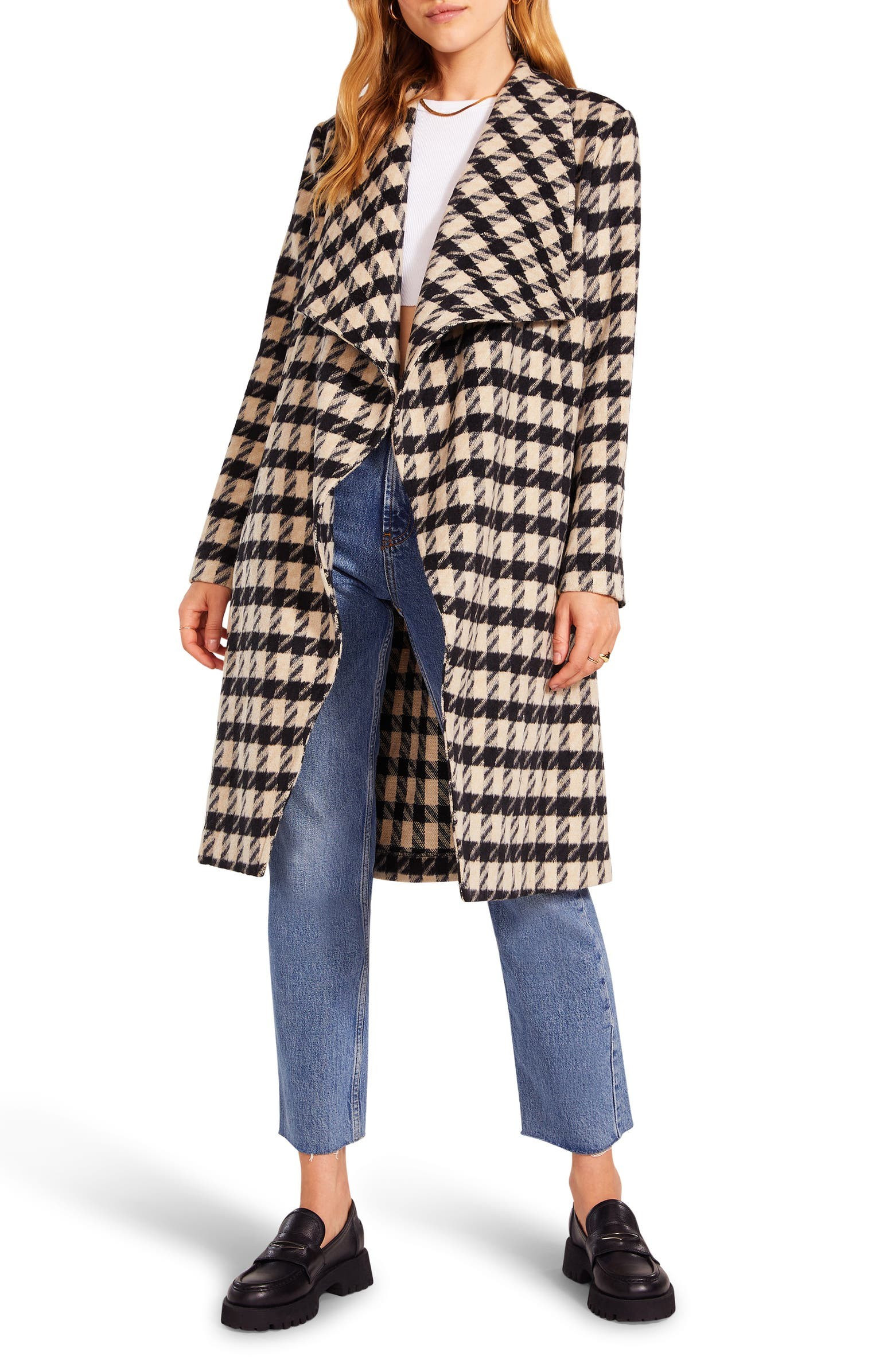 BB Dakota Houndstooth Drape Coat | Nordstrom