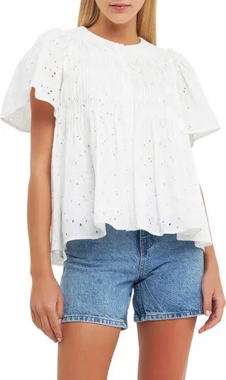 English Factory Eyelet Embroidered Cotton Blouse | Nordstrom | Nordstrom