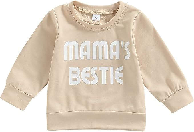 Baby Boy Girl Fall Clothes MAMA'S BESTIE Letter Printed Long Sleeve Oversized Pullover Sweatshirt... | Amazon (US)