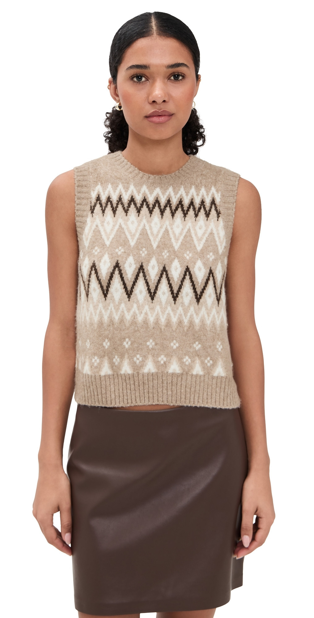 LE BOP Fair Isle Vest Beige Multi S | Shopbop