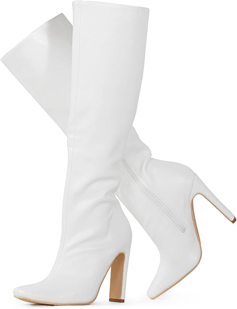 RF ROOM OF FASHION Women's Trendy Square Toe Knee High Dress Boots (REGULAR CALF) | Amazon (US)