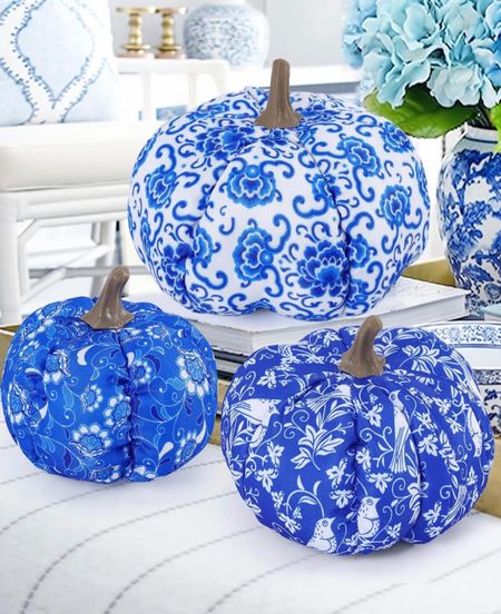 Chinoiserie Pumpkins Blue and White Stuffed Fabric Pumpkins Farmhouse Blue Floral Pumpkins for Fall Tiered Tray Thanksgiving Table Centerpiece Bowl Basket Fillers Mantel Home Decor

#LTKhome #LTKunder50 #LTKSeasonal