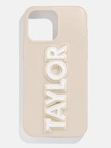 Block Font Custom iPhone Case - Beige/White | BaubleBar (US)