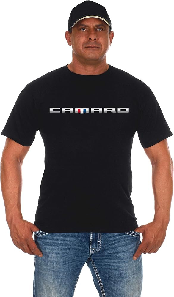 JH Design Men's Chevy Camaro Shirt Shield Logo Short Sleeve Black Crew Neck T-Shirt | Amazon (US)