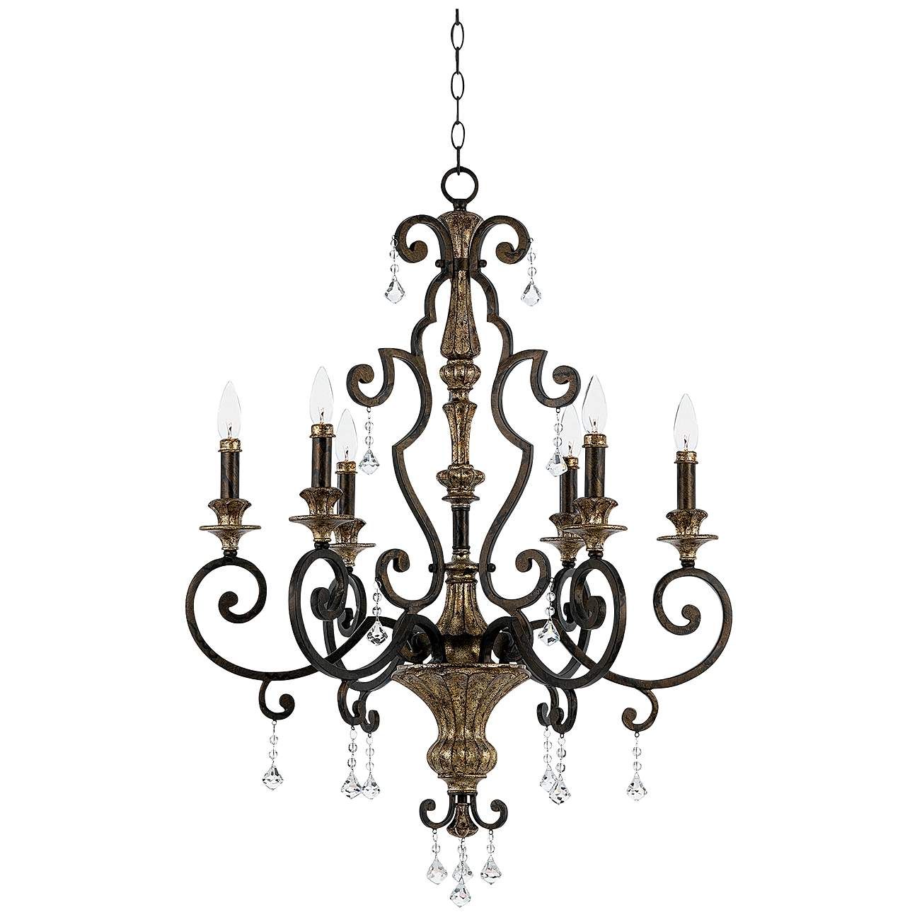 Quoizel Marquette 28" Wide Six Light Bronze Traditional Chandelier - #98202 | Lamps Plus | Lamps Plus