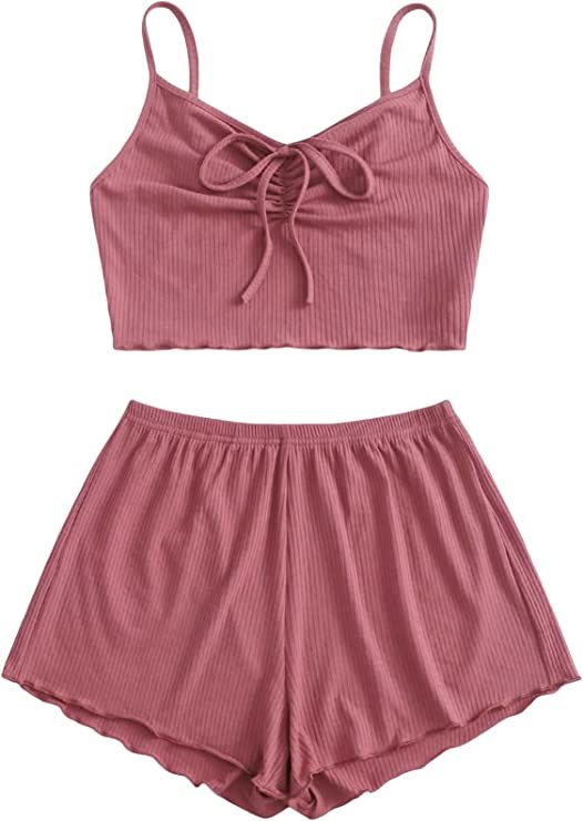 SheIn Women's 2 Piece Sleeveless Button Crop Tank Tops and Shorts Lounge Set       Add to Logie | Amazon (US)