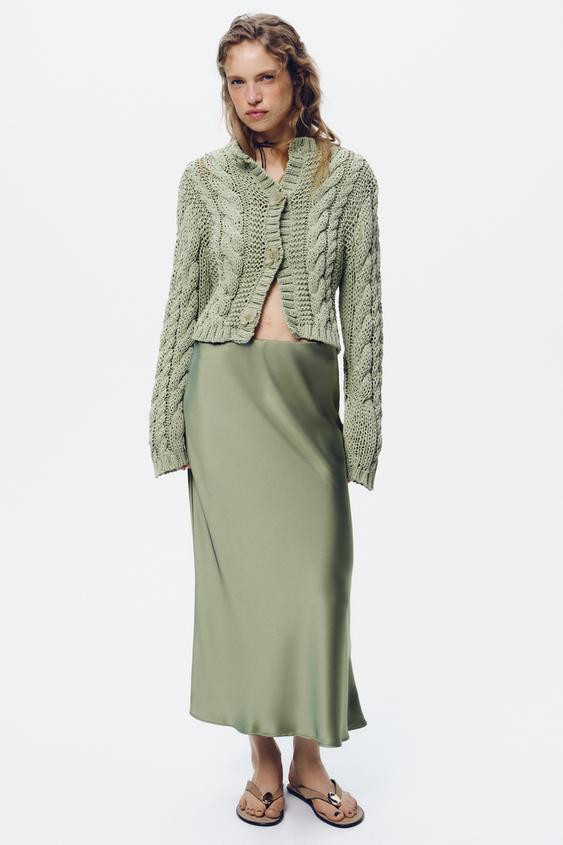 SATIN EFFECT MIDI SKIRT | Zara US