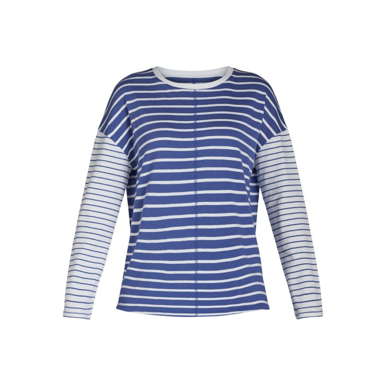 Time and Tru Women’s Oversized Cotton Pullover Tee with Long Sleeves, Sizes XS-XXXL - Walmart.c... | Walmart (US)