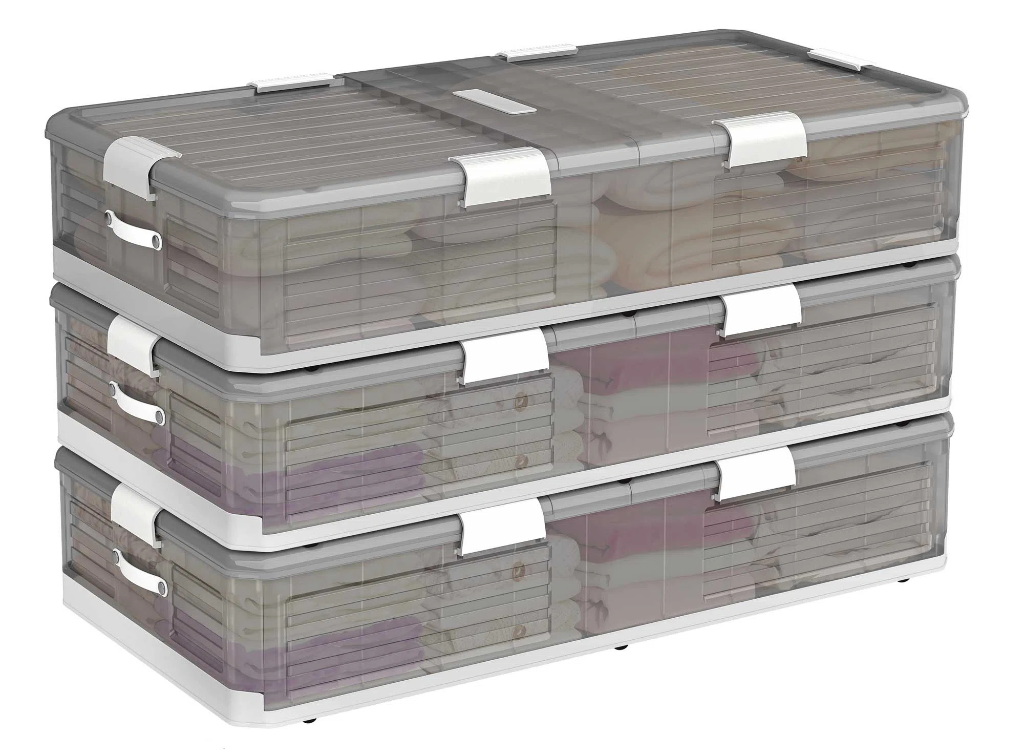 3 Pack Storage Bin Under Bed Storage Containers 9.25in Tall Stackable Underbed Storage With Wheel... | Wayfair North America