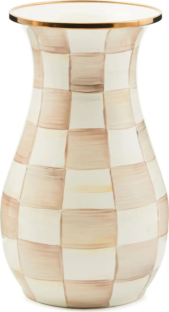 MACKENZIE CHILDS Mocha Check Enameled Steel Tall Vase | Nordstrom | Nordstrom