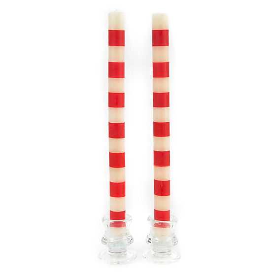 Bands Dinner Candles - Red - Set of 2 | MacKenzie-Childs