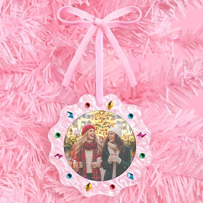 xo, Fetti Pink Picture Frame Ornament | Photo Christmas Tree Decorations, Holiday Party, Cute Gir... | Amazon (US)