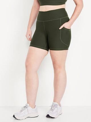 High-Waisted PowerSoft Pocket Biker Shorts -- 6-inch inseam | Old Navy (US)