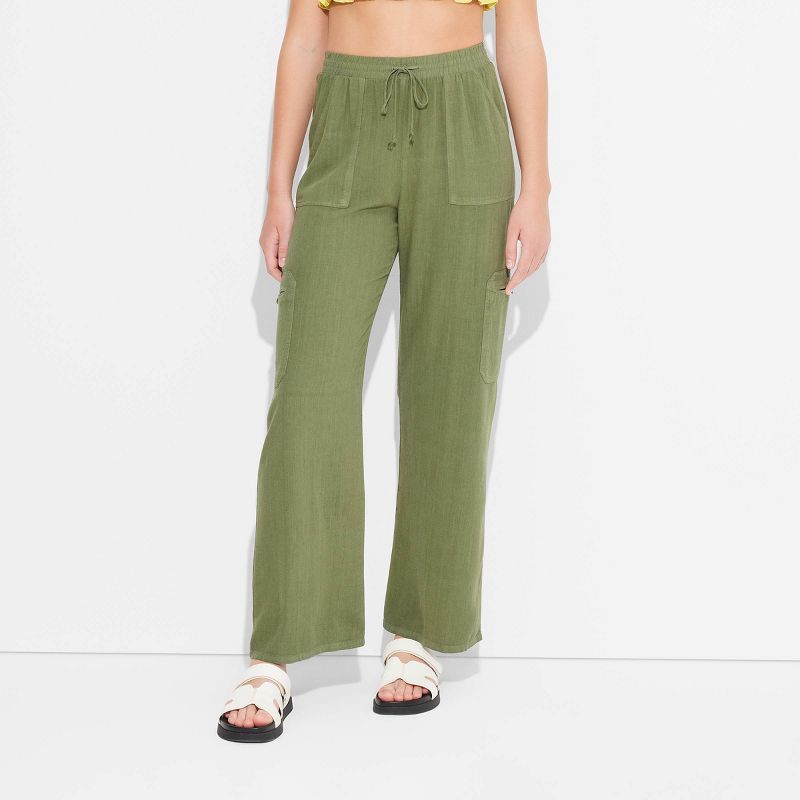 Women's Mid-Rise Wide Leg Vacation Cargo Pants - Wild Fable™ | Target
