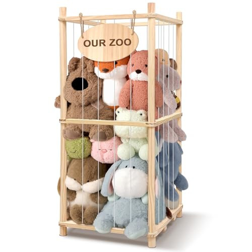 Stuffed Animal Storage Organizer - Thick Wooden Toy Zoo for Playroom & Bedroom (Medium) | Amazon (US)