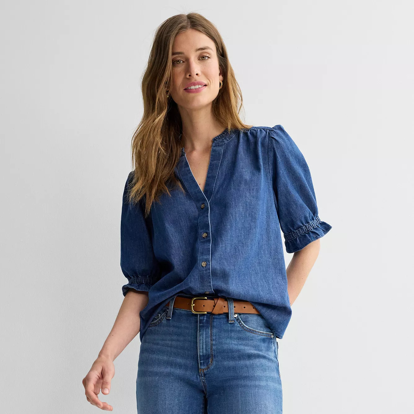 Women's Sonoma Goods For Life® Puff Sleeve Button Front Top | Kohl's