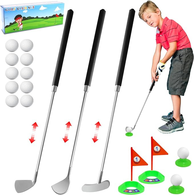 Kids Golf Clubs Set,Metal Right Hand Toddler Golf Clubs Toys for Indoor and Outdoor Sport Toys,Ch... | Amazon (US)