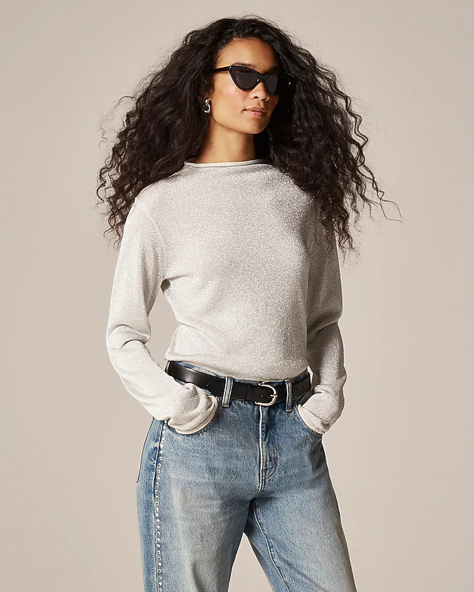 Metallic mockneck sweater | J. Crew US