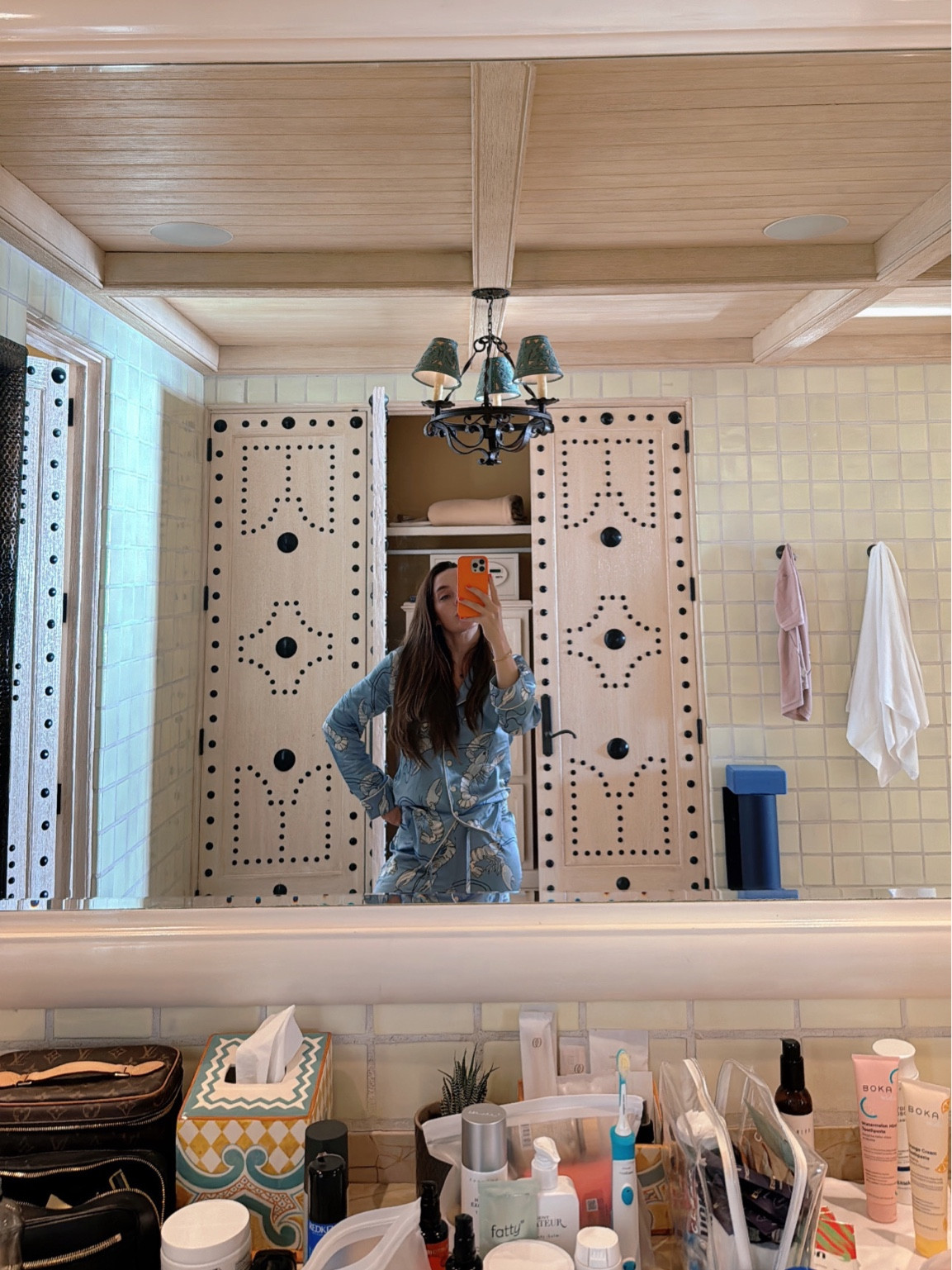 Linked my pajamas + my skincare