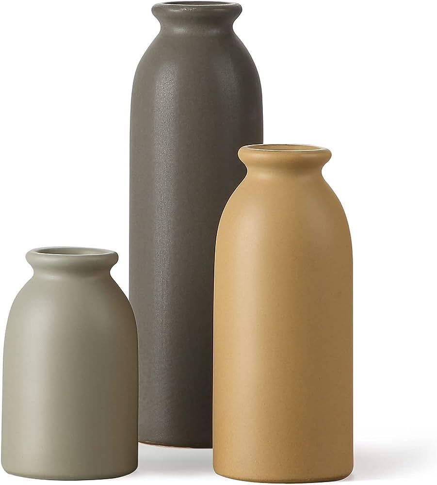 CWLWGO-Ceramic Matte Vase for Home Decor, Modern and Minimalist Decorative Vase Set. Farmhouse Li... | Amazon (US)