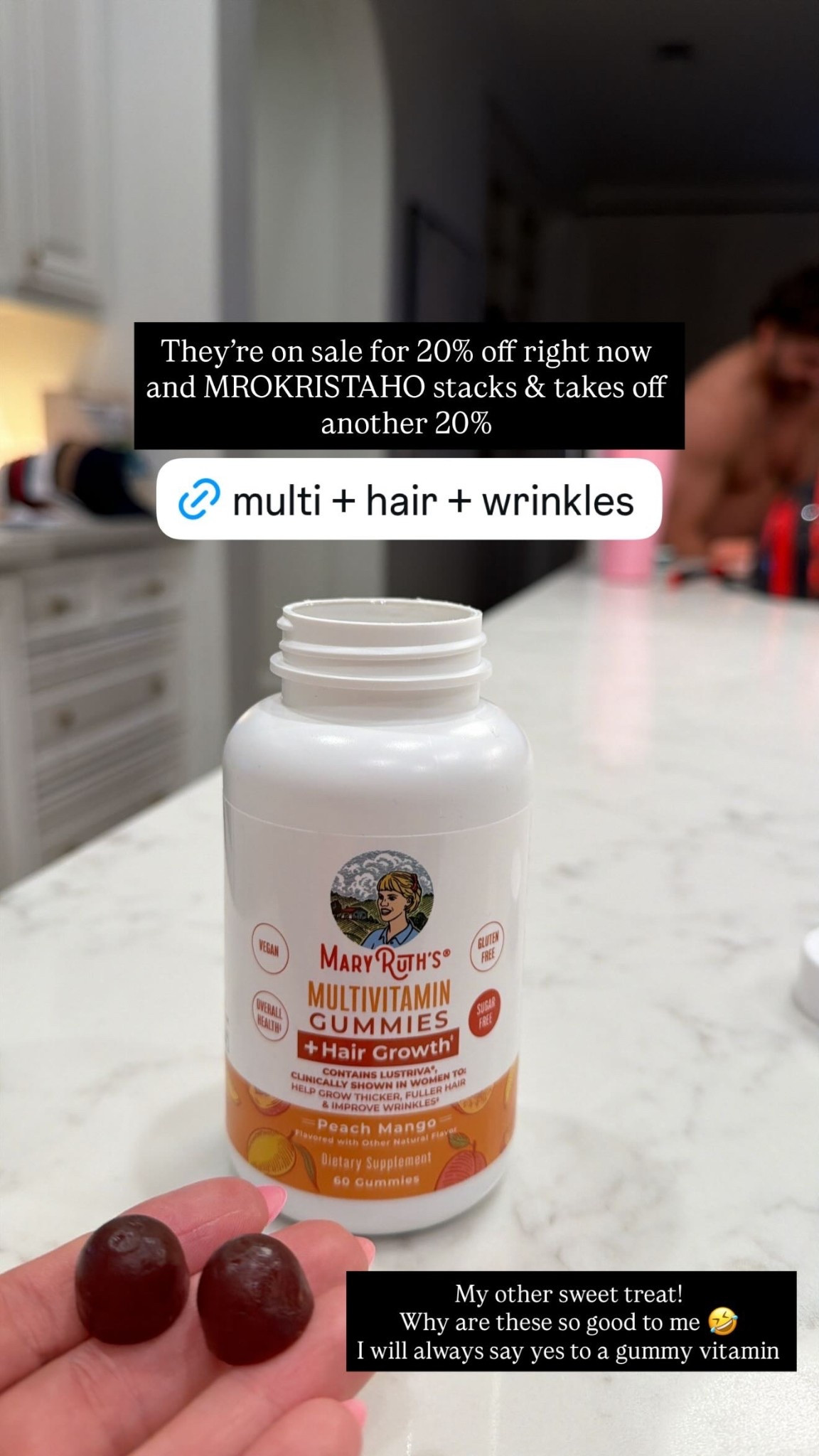 My other sweet treat!
Why are these so good to me 🤣 
I will always say yes to a gummy vitamin  They’re on sale for 20% off right now and MROKRISTAHO stacks & takes off another 20%