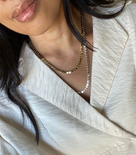 Necklaces are part of a jewelry sale 20-30% off buy more, save more sale @mirandafrye. These two necklaces give off so much shine!  Matching bracelets available too  

#LTKover40 #LTKGiftGuide #LTKsalealert