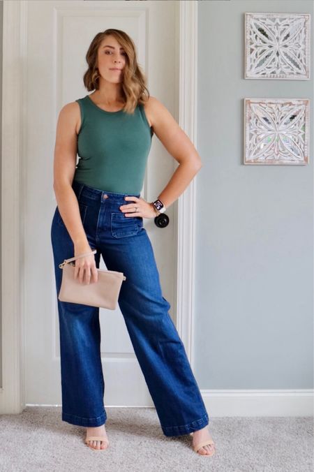 Check out this lighter professional and casual Spring outfit for work or play!

Green bodysuit, Apple Watch, Old Navy denim, Old Navy jeans, Spring trends, new denim, work outfit, snake skin heels, boho bag, hobo bag, Rebekah Minkoff, open toe toe heels, tall women fashion, tall girl fashion, tall jeans for women

Bodysuit - medium 
Denim - 29 long
Shoes - 11

#LTKSeasonal #LTKstyletip #LTKsalealert