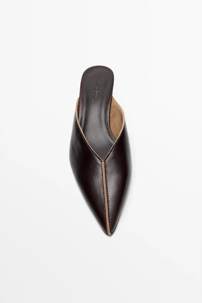 Heeled mule shoe - BROWN | Massimo Dutti US