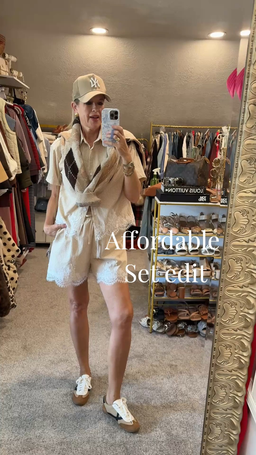 Affordable 
Set edit

How cute is this gingham and lace short set.. perfect for fall transition days!
Fits tts 
Comes in other color options

Affordable yet so rich looking and soft
Argyle sweater
In shades of brown but other colors available tts med 

Veronica bread look alike tennis shoes under $30 

My baseball cap 

Lisi lurch jewelry

#LTKdayinmylife #LTKgrwm #LTKOver40