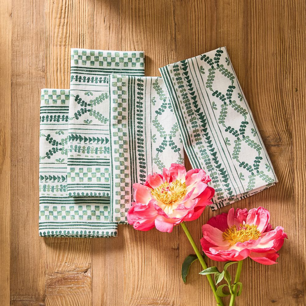Checkered Floral Napkins | GreenRow
