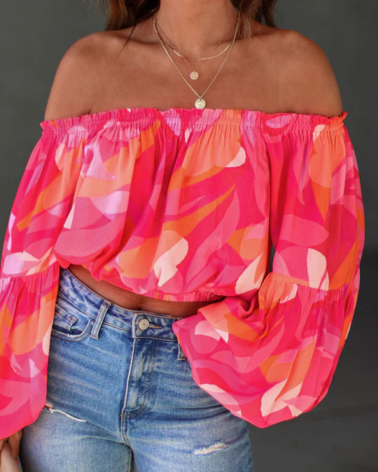 Tropical Spring Printed Off The Shoulder Top | VICI