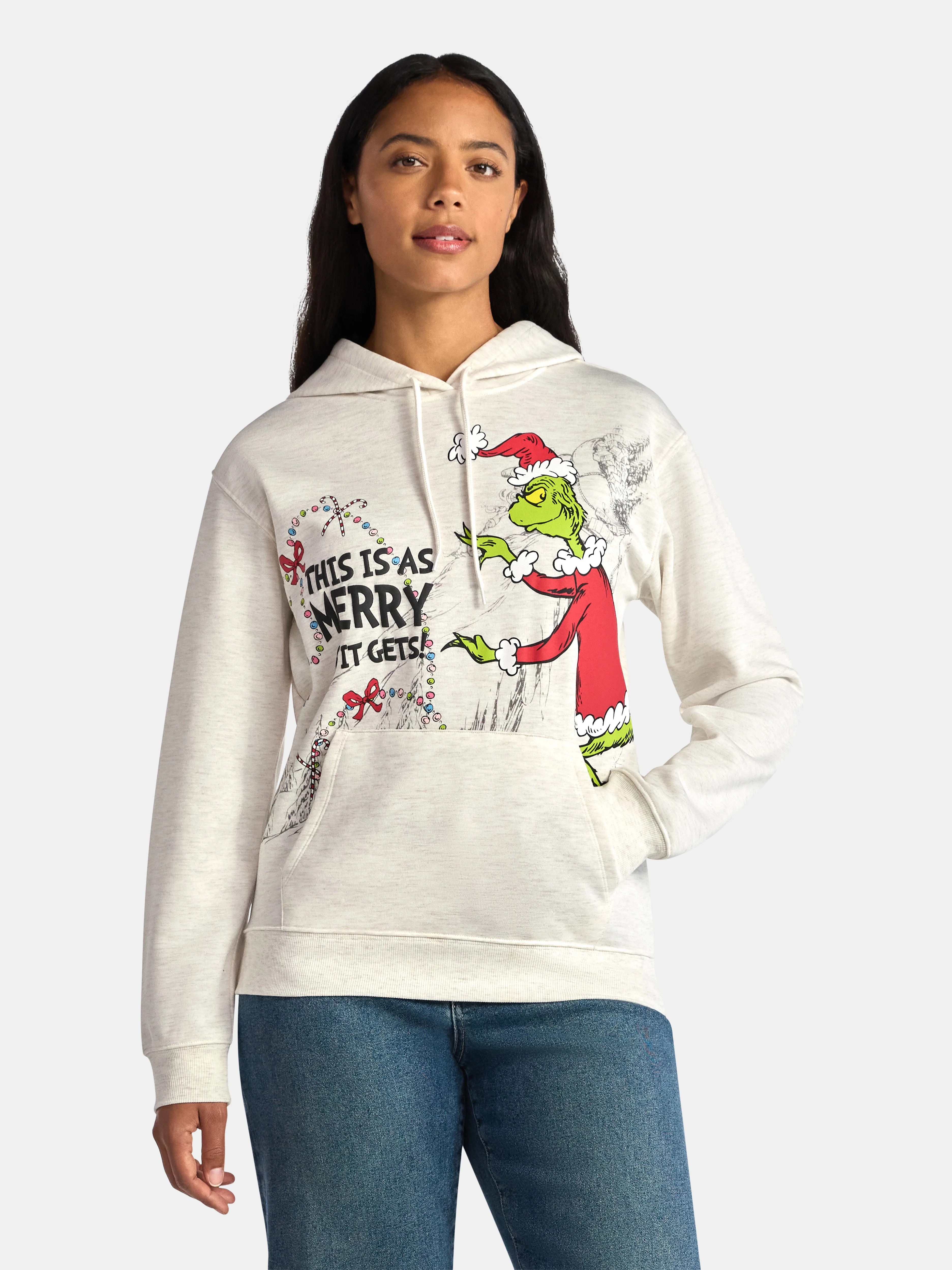 Dr Seuss The Grinch Women's Front Back Graphic Pullover Hoodie, Sizes XXS-XXL | Walmart (US)