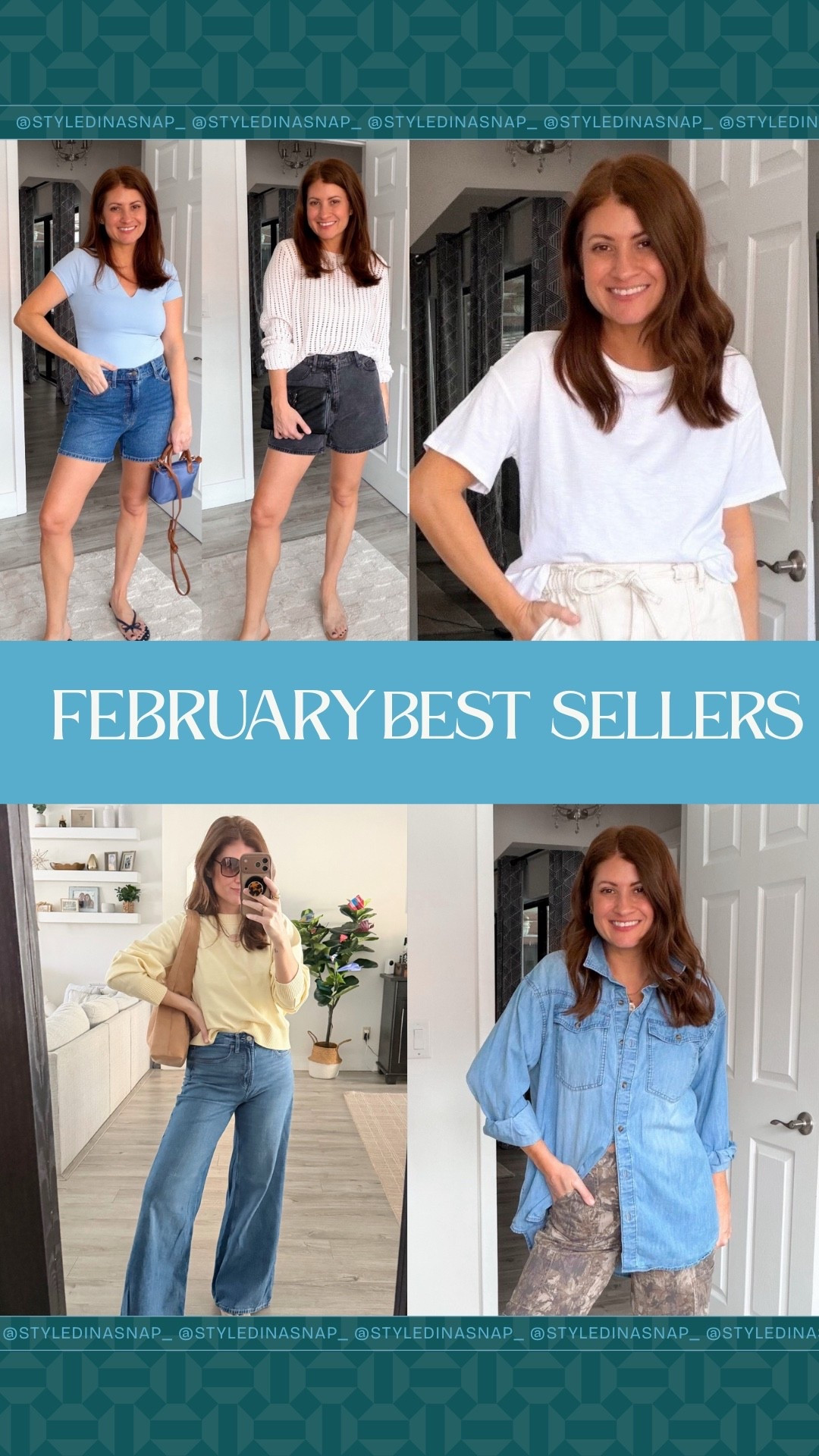 February bestsellers:
look for less denim shorts wearing  a size 6
boxy cropped tee: standard small 
butter yellow sweater: wearing a medium 
favorite denim top: size small 


#LTKSeasonal #LTKPetite #LTKOver40