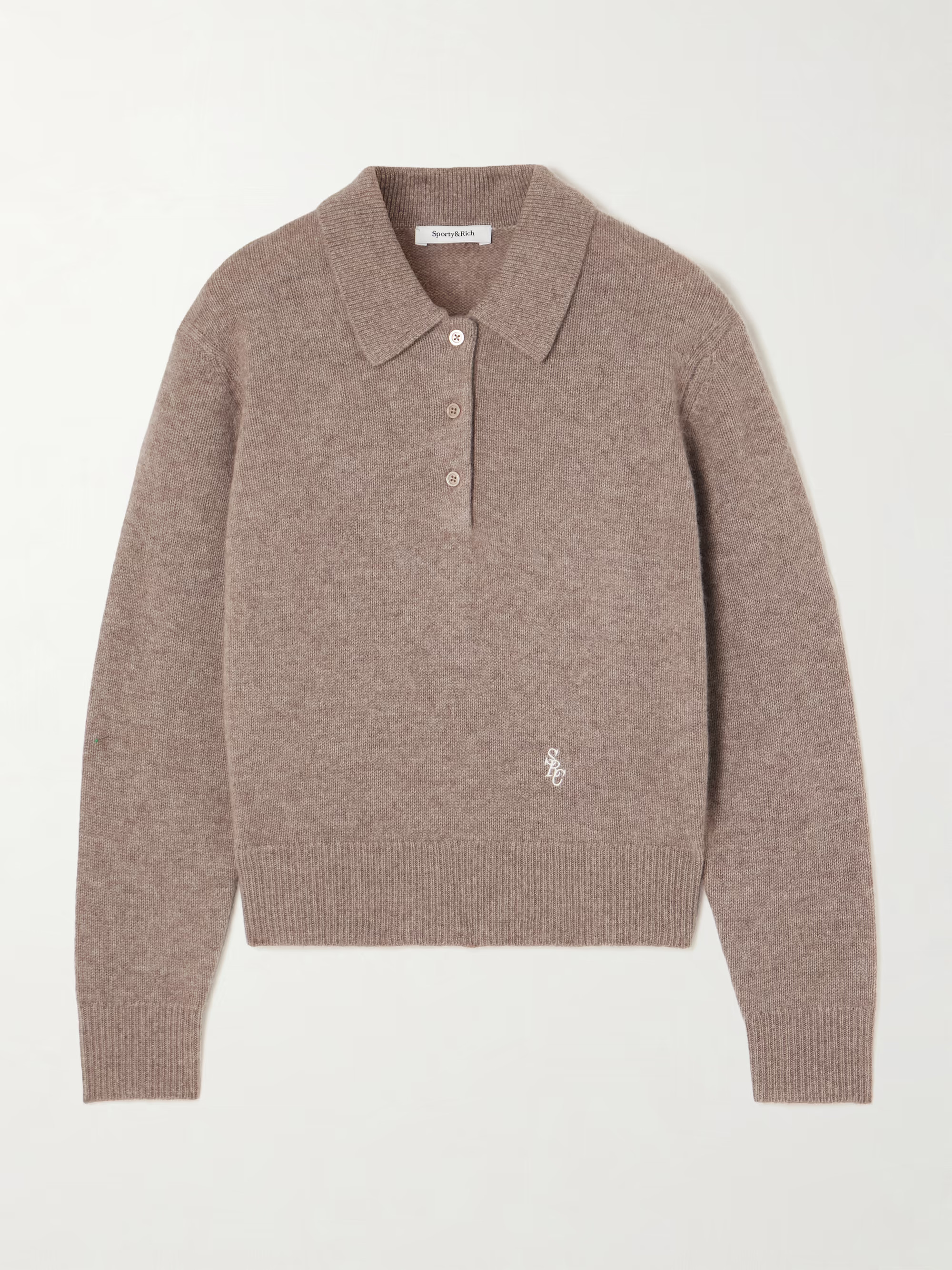 SRC embroidered cashmere and wool-blend polo sweater | NET-A-PORTER (US)